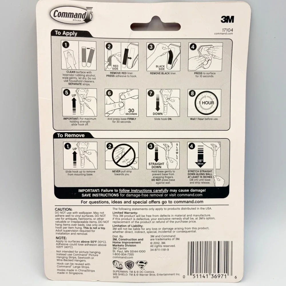 3M Command Superman Decorative Hooks Limited Edition Large 5lb Capacity Set of 3